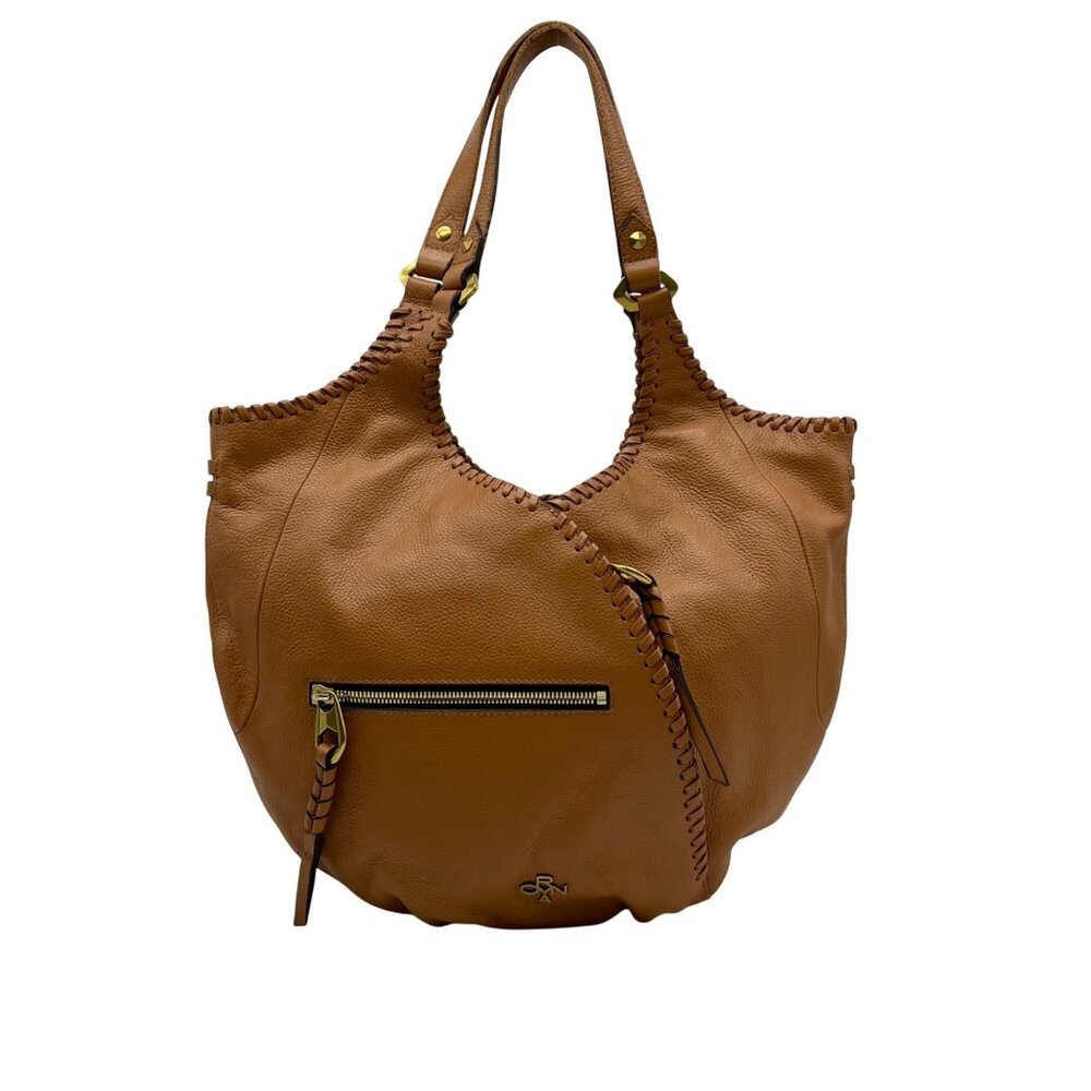 OR Yanny Brown Pebbled Leather Demi Hobo Bag